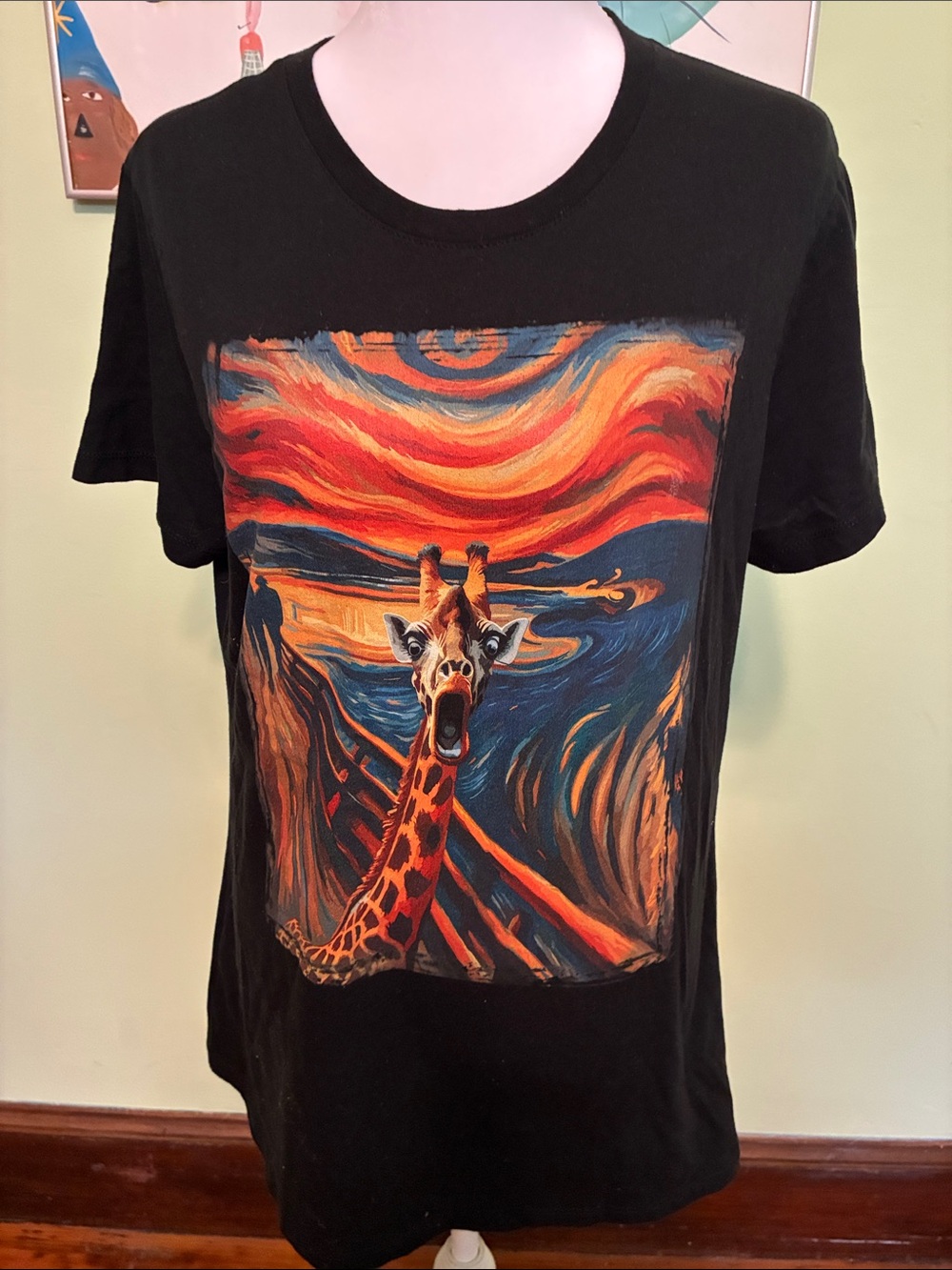 “The Scream” as a Giraffe tee-shirt, size L